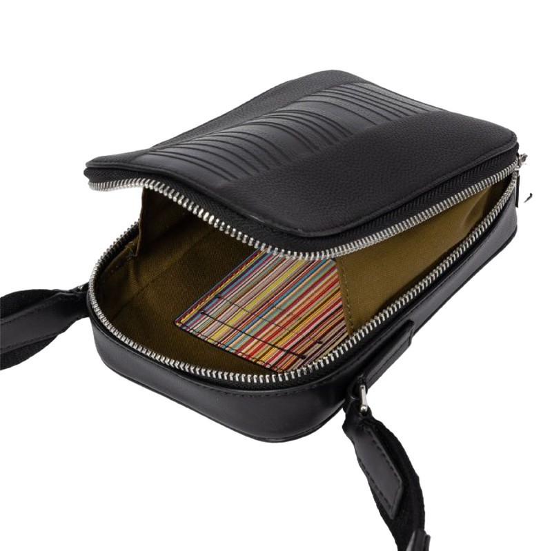 (NO CUSTOMS TAX) PAUL SMITH black mini leather flight bag crossbody authentic