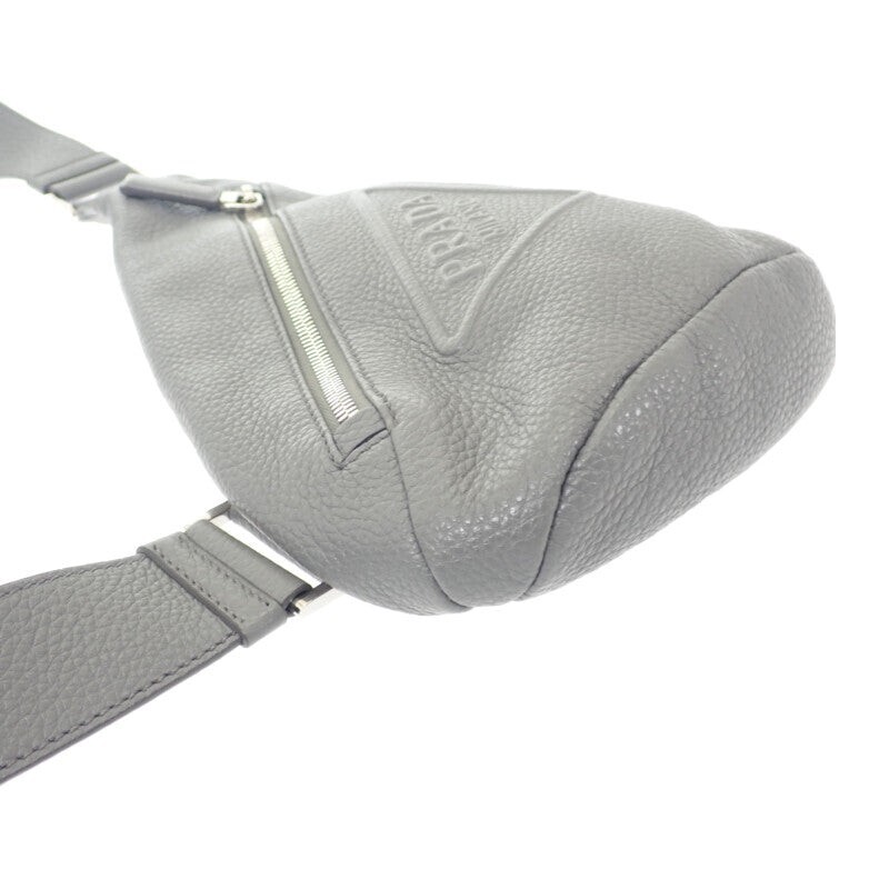 PRADA Vitello Dino Body Bag Leather Grey Silver Hardware Men’s ISY
