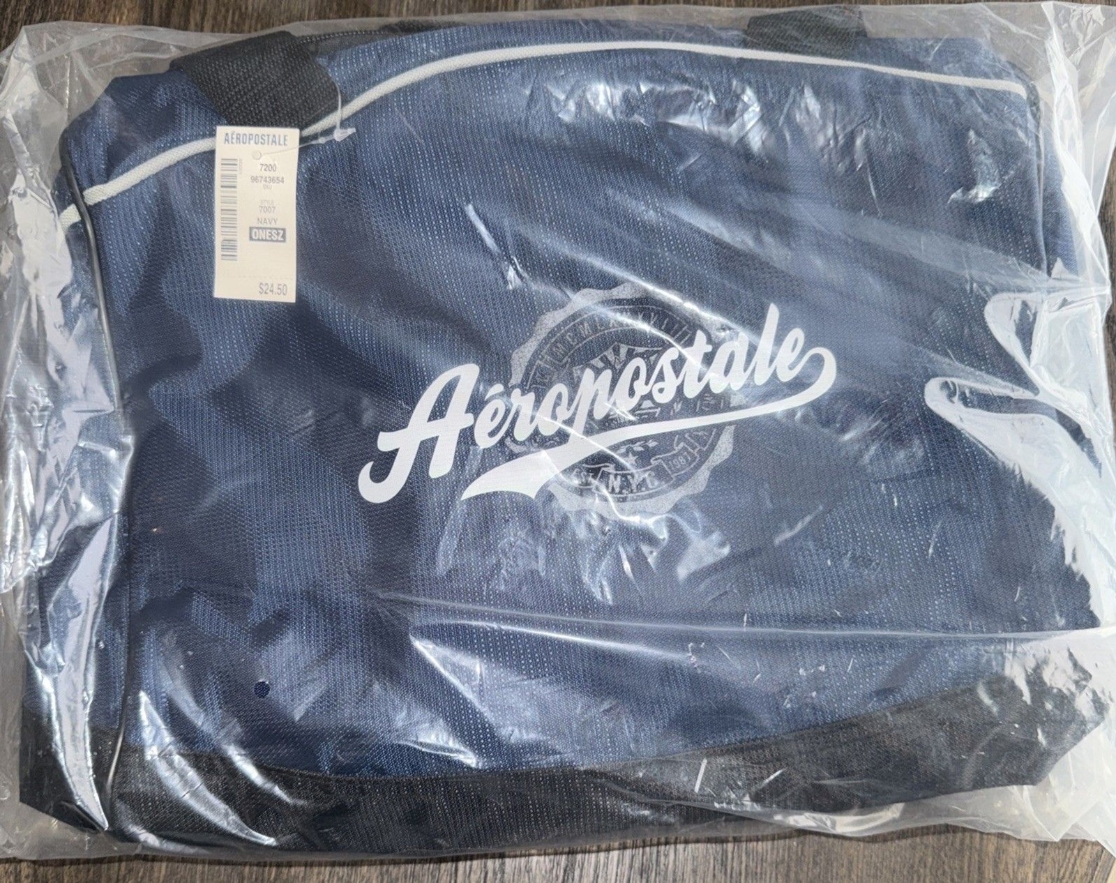Aeropostale NYC Navy Blue Duffle Bag Gym Travel Tote Carry On 18×10 New