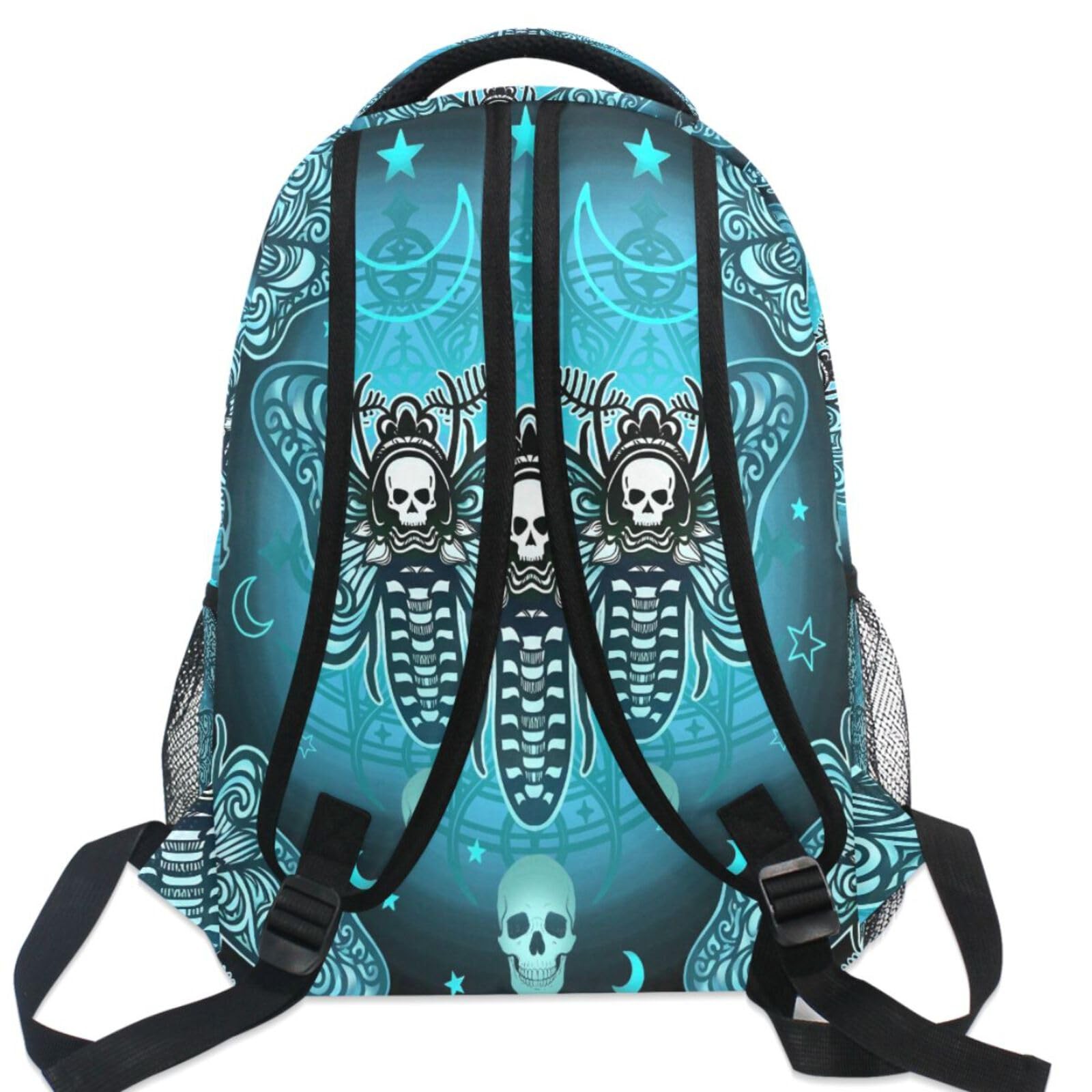School Backpack Butterfly Skull Blue College Knapsack Laptop Rucksack Busines…
