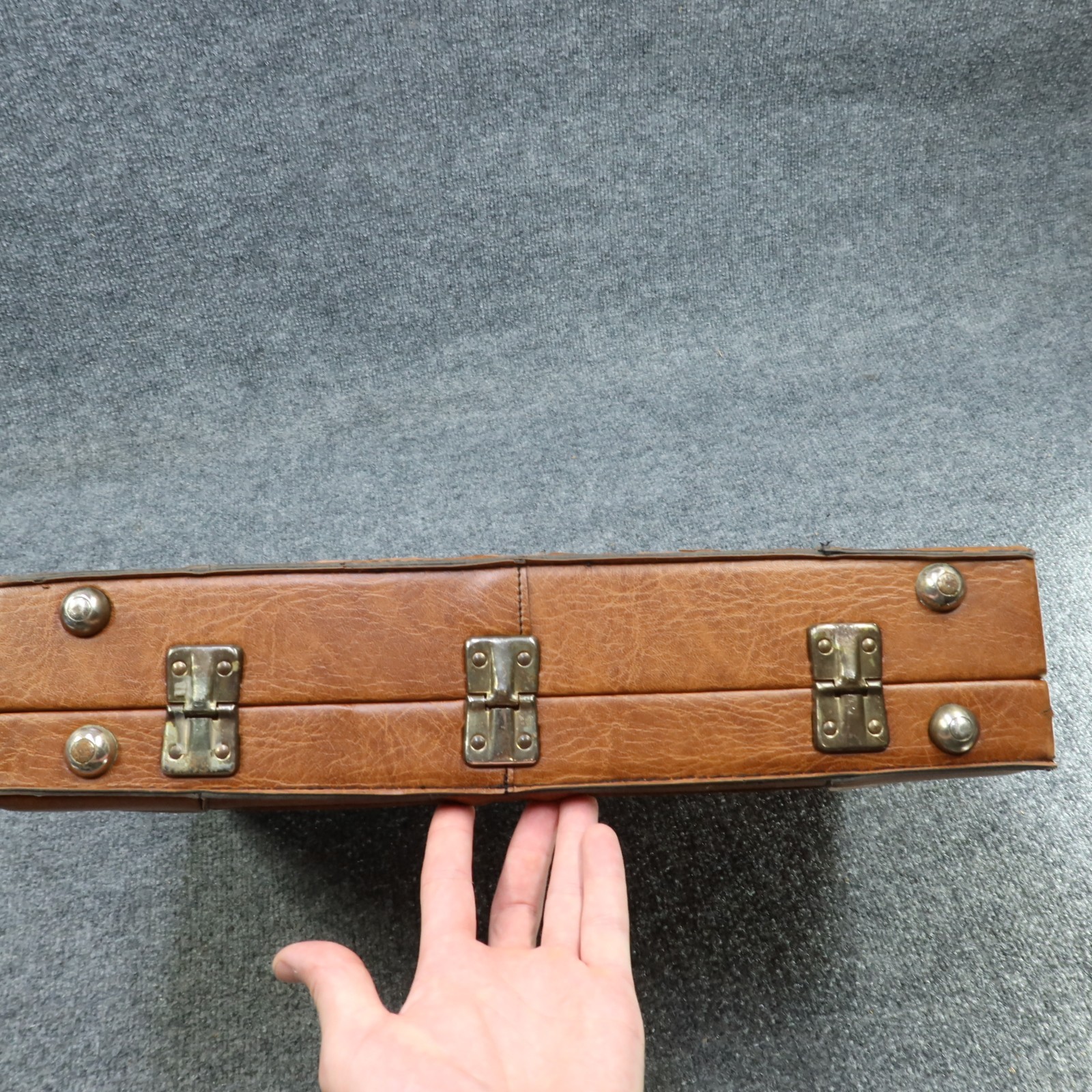 Vintage Leather Briefcase Hardcase Brown T.C.W. & H. of A. 1981 Teamsters Union