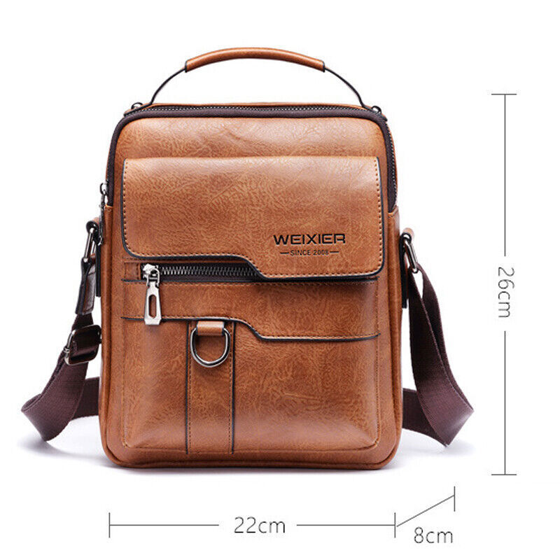 Men’s Business pu Leather Shoulder/Messenger Bag 8″ Handbag Outdoor Sport Bag B