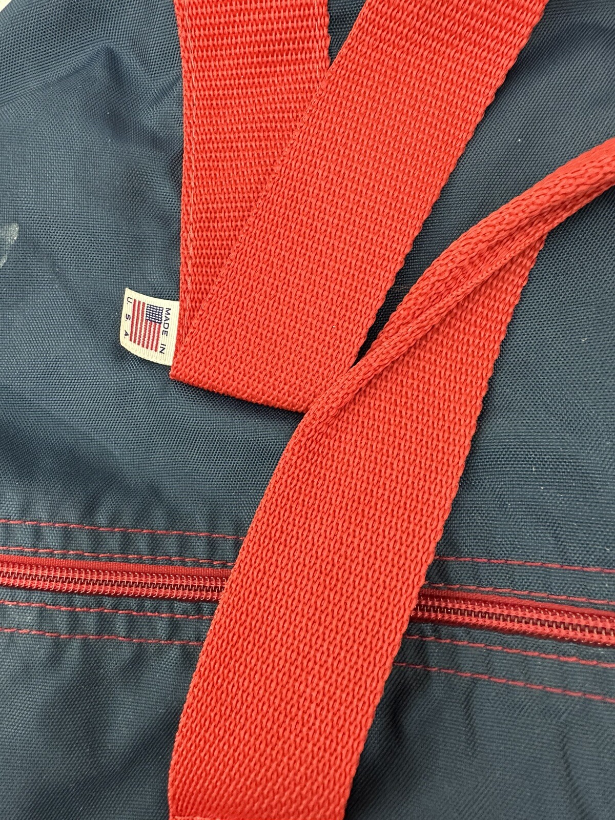Vintage Alpine USA American Gear Blue/Red Duffle Bag- Stay Well Logo -Nylon