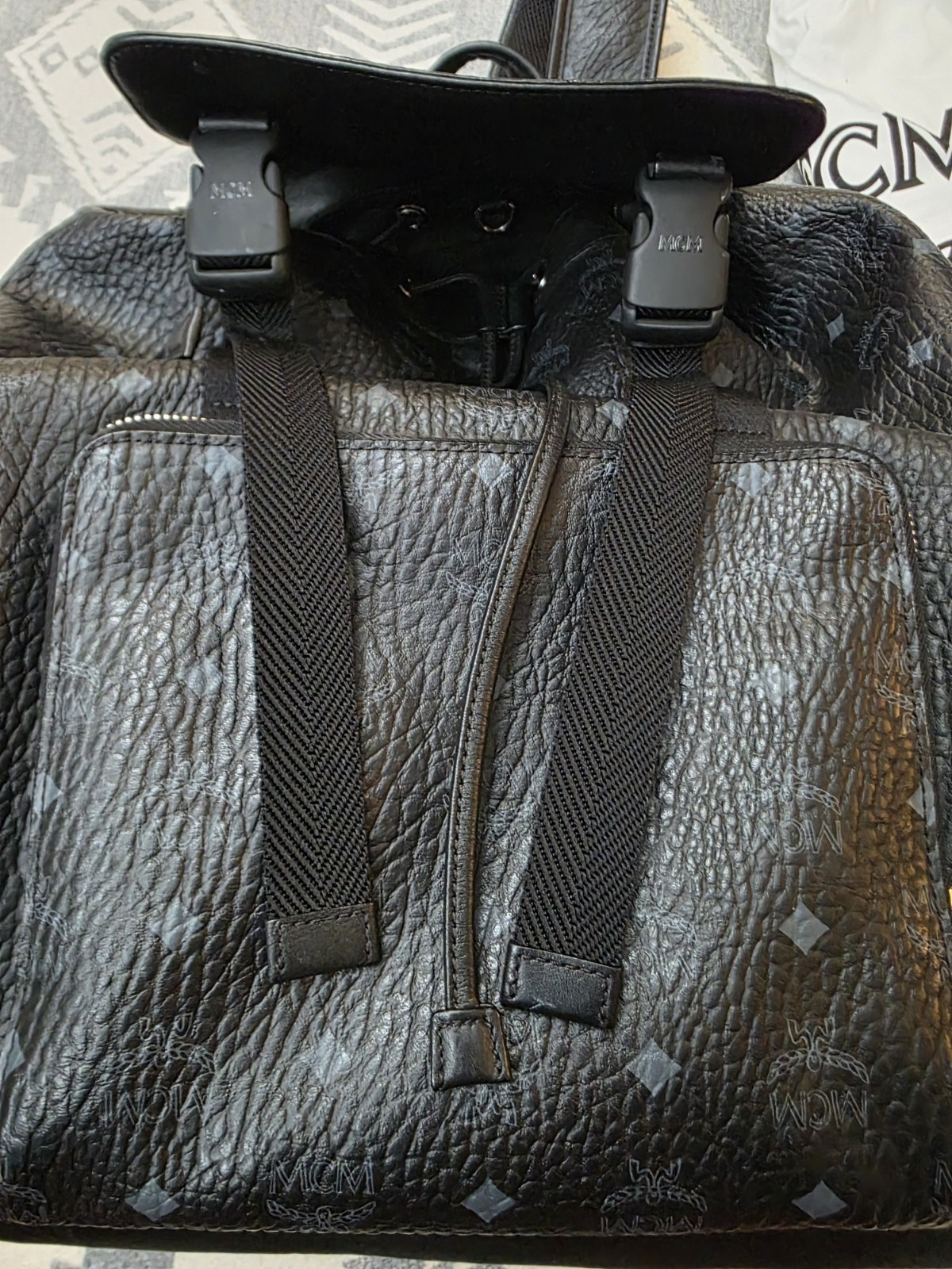 MCM Brandenburg Backpack Visetos Black Monogram – Authentic Excellent Condition