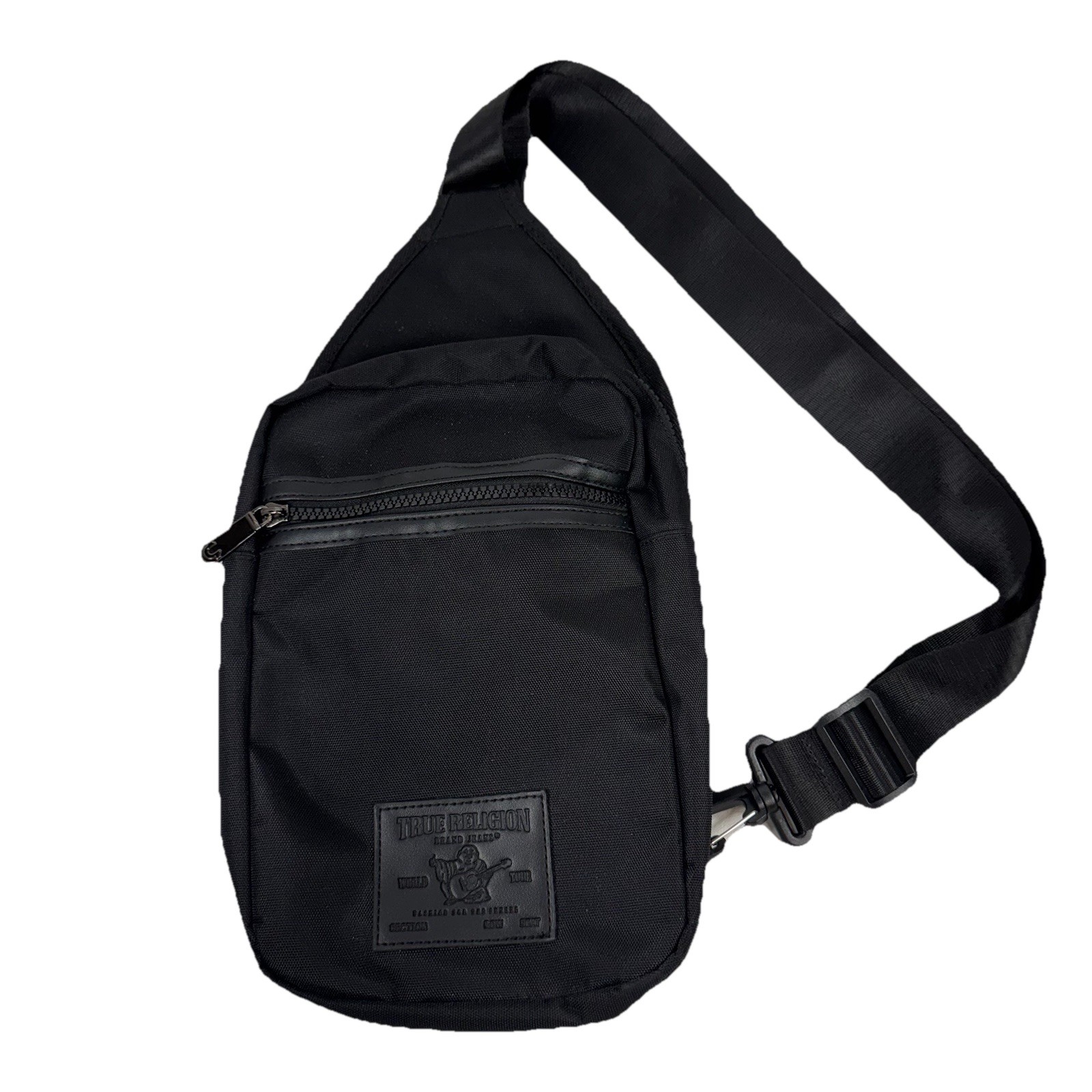 True Religion Black Unisex Buddha Patch Yeta Multi Zip Crossbody Bag