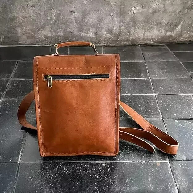 [9X11 ]Brown Men’s Real Handmade Goat Leather Messenger Shoulder New Genuine Bag