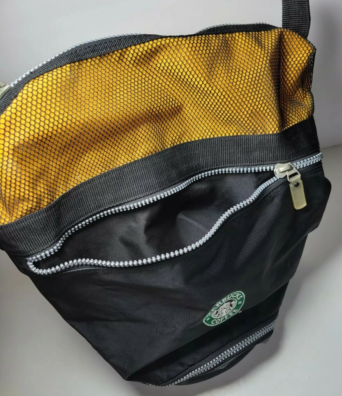 STARBUCKS Cylinder-Design Backpack Single Strap 3-Compartments Bag Vtg Logo