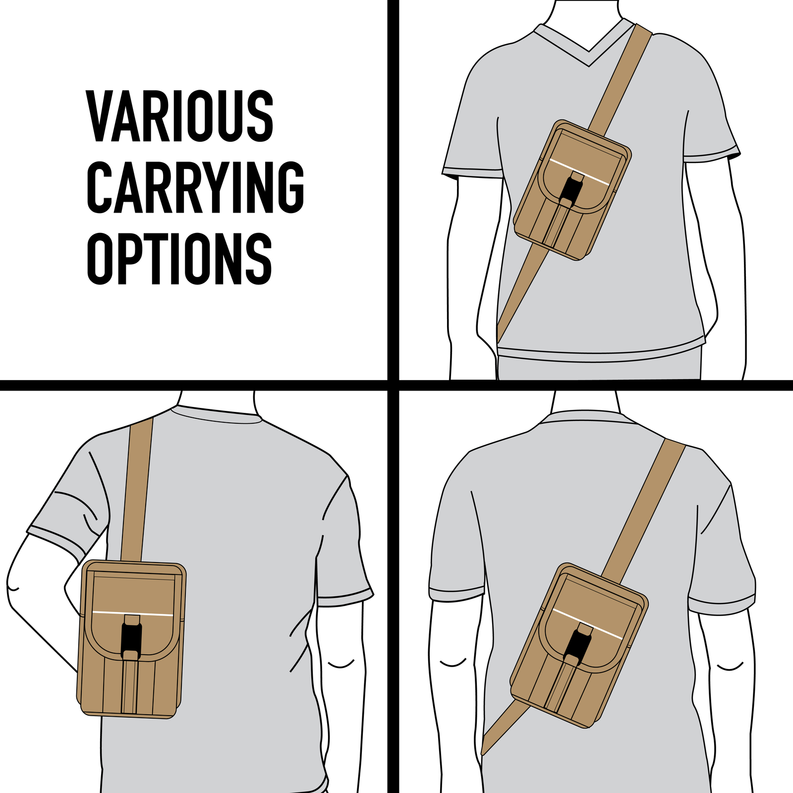 Coyote Brown Heavyweight Canvas Passport Travel Pouch Shoulder Bag 9″x7″x4″