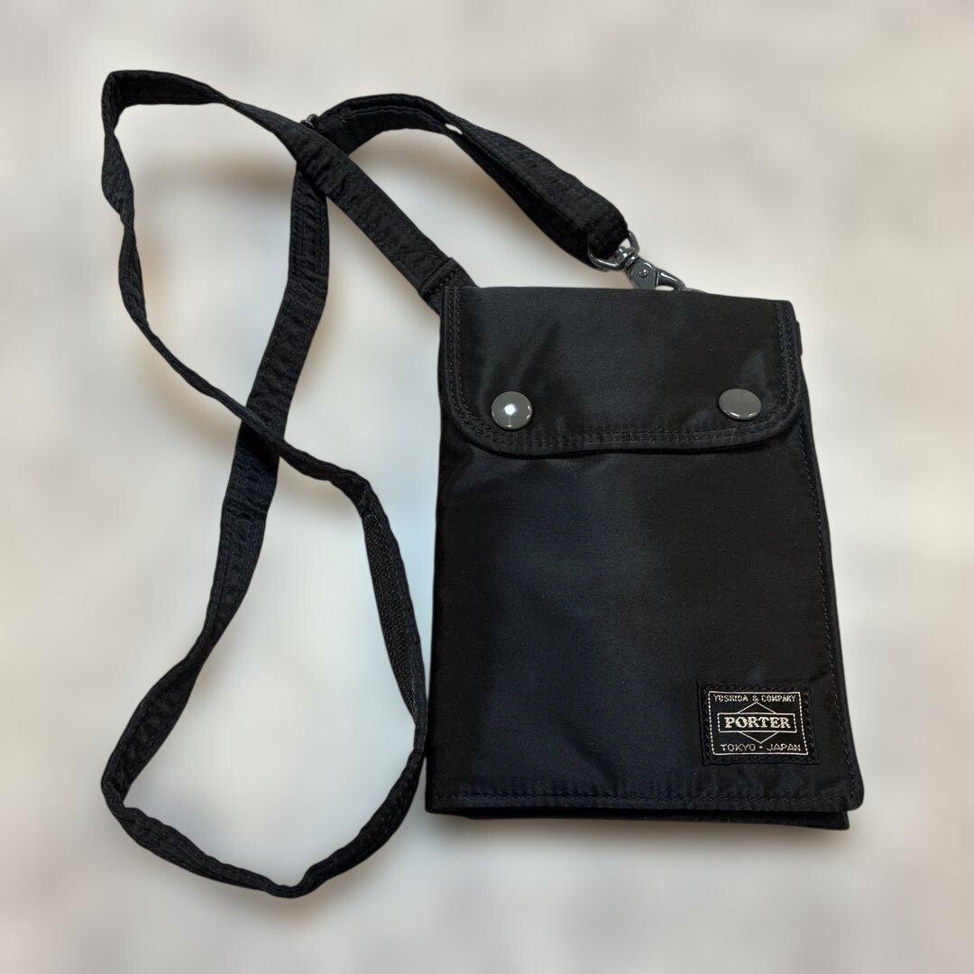 Porter Yoshida Nylon Shoulder Pouch Black Snap Button Travel Bag Japan Men
