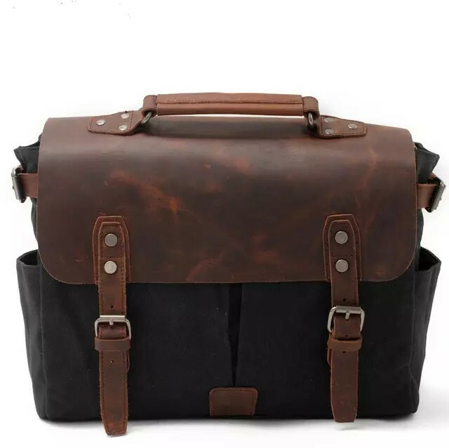 Crossbody soulder bag MenLeather Canvas Messenger Laptop Briefcase Bag exclusive