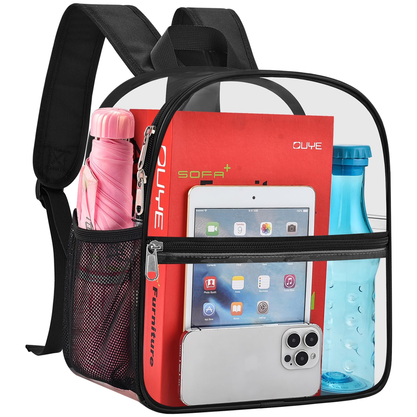 Oraben Clear Backpack Stadium Approved Clear Bag 12 x 6 x 11 in Small