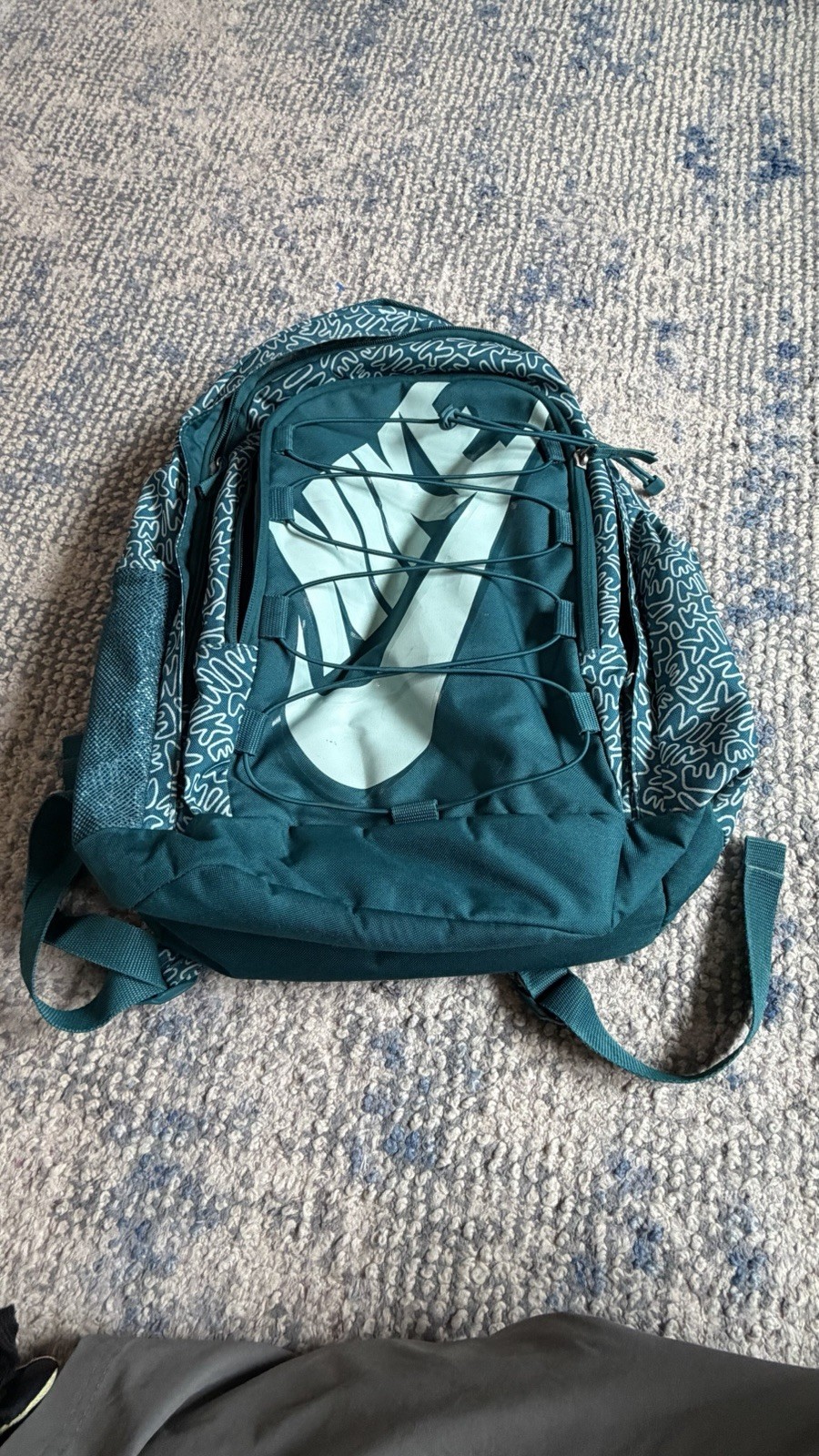 Nike Teal Geometric Print Backpack Adjustable Strap Outer Pockets