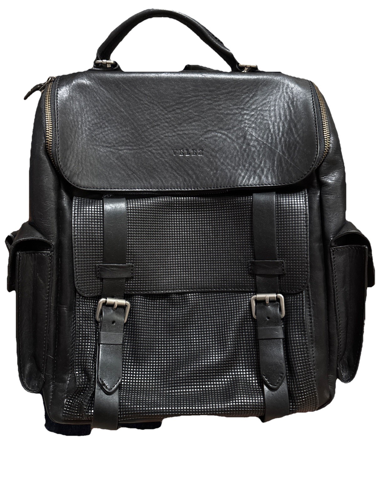 Velez Archaeology Backpack In Vintage Black Leather Excellent Condition