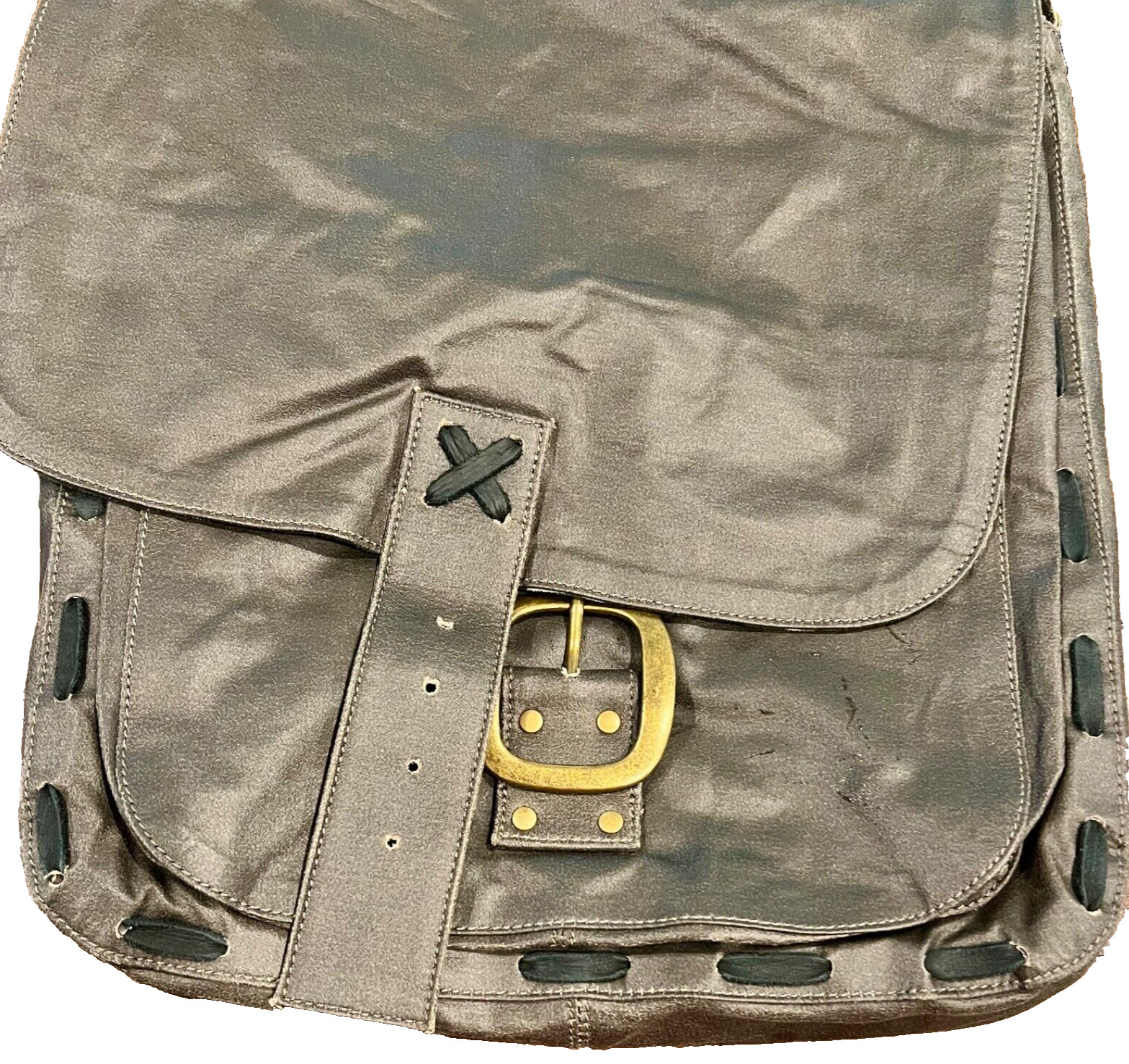 Messenger Shoulder Bag Canvas Faux Leather Flap with Camo Lining