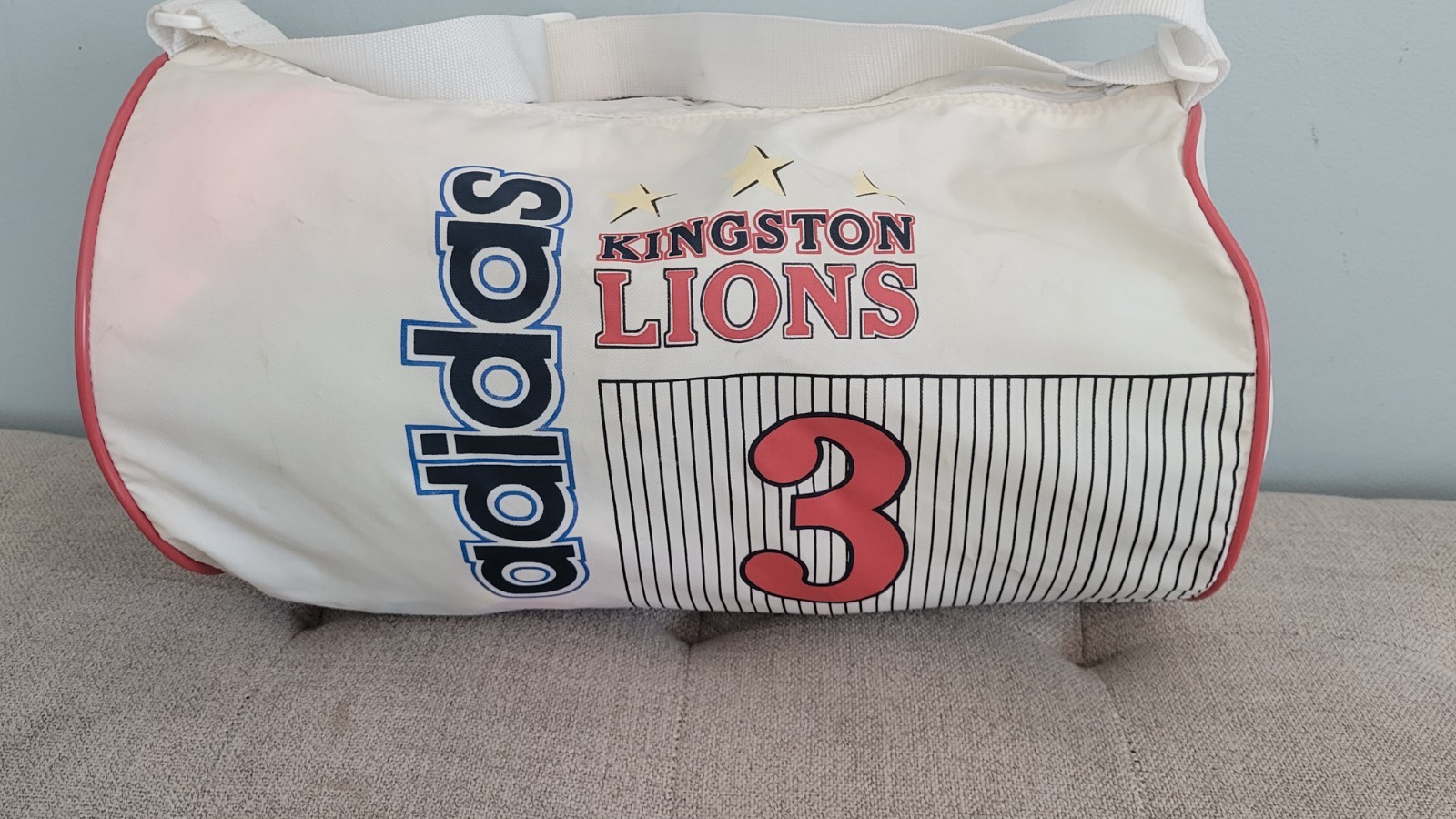 Vintage Adidas Duffel Bag Kingston Lions #3 80s 90s Taiwan Team Issue Retro Gym