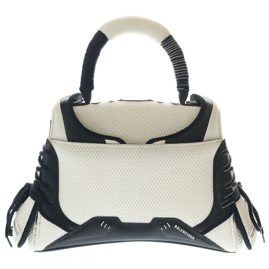 BALENCIAGA Sneaker Head 2WAY Handbag Shoulder Bag Mesh Leather Black White