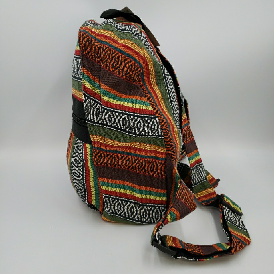 Tribal Geometric Hippie Backpack Jacquard Travel Bag Lightweight Nepal Cotton