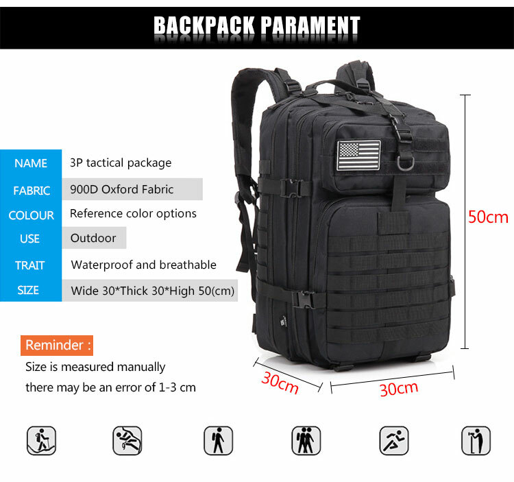 Tactical Backpack 45L Large Rucksack 3 Day Outdoor Military Bag Travel Hiking US