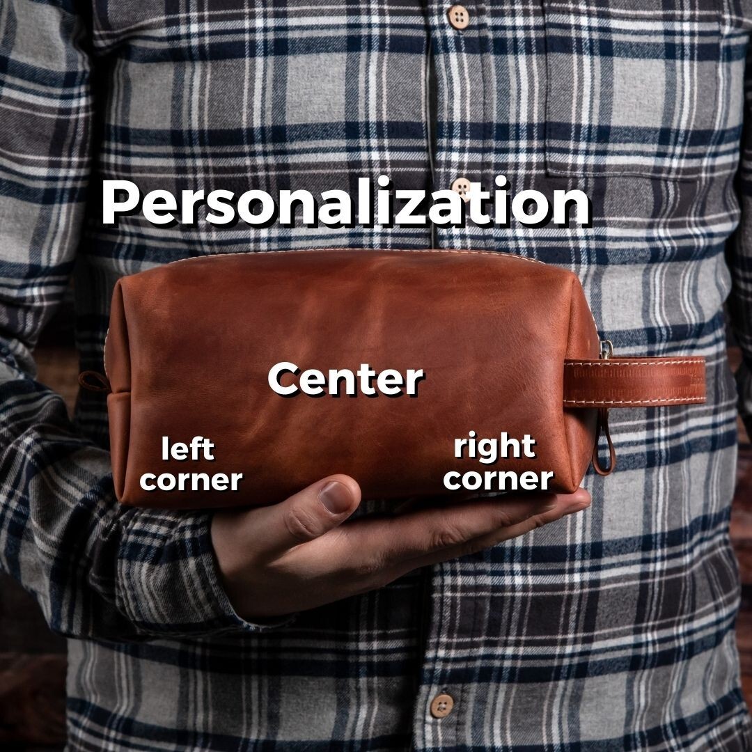 Personalized Genuine Leather Toiletry Bag For Men Dopp Kits For Him Wash Bag