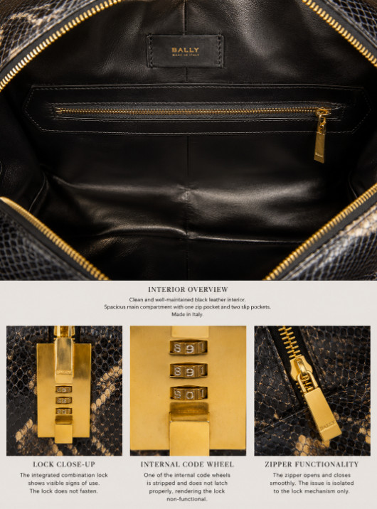 Imperfect Bally Black Python Snakeskin Leather Travel Duffle Weekender Bag $2930