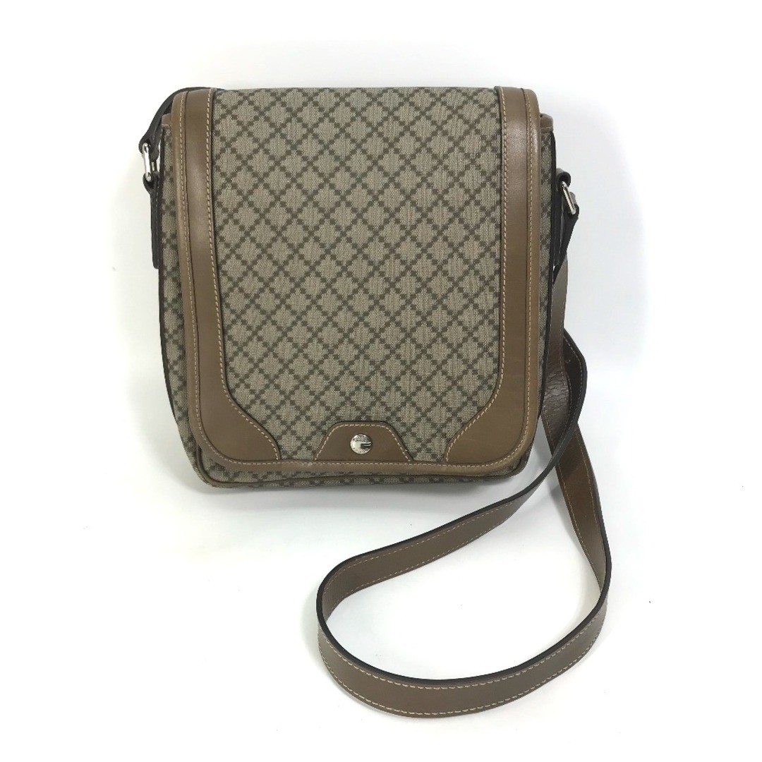 GUCCI men’s shoulder bag Diamante flap beige PVC leather 21.5×24.5×6.5cm