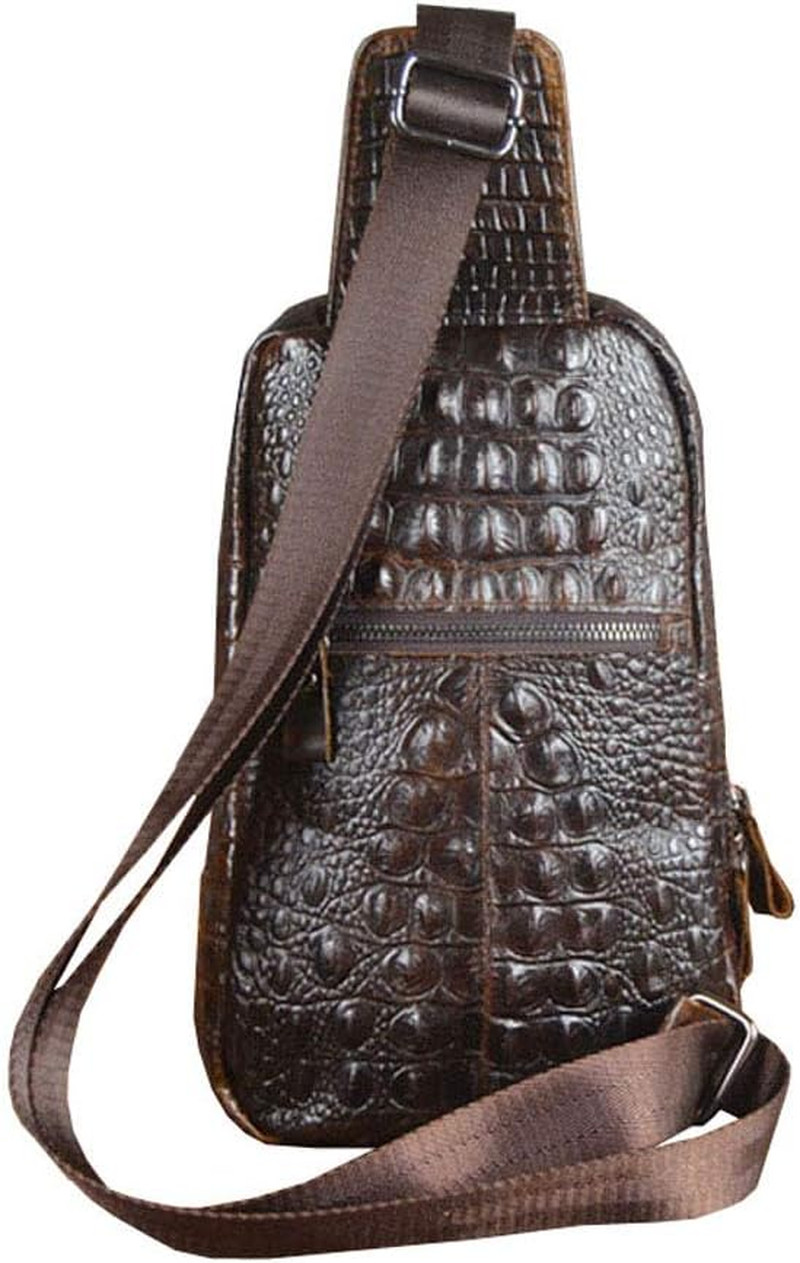 Crocodile Genuine Leather Sling Bag Backpack for Men Travel Outdoor Hunting Hiki