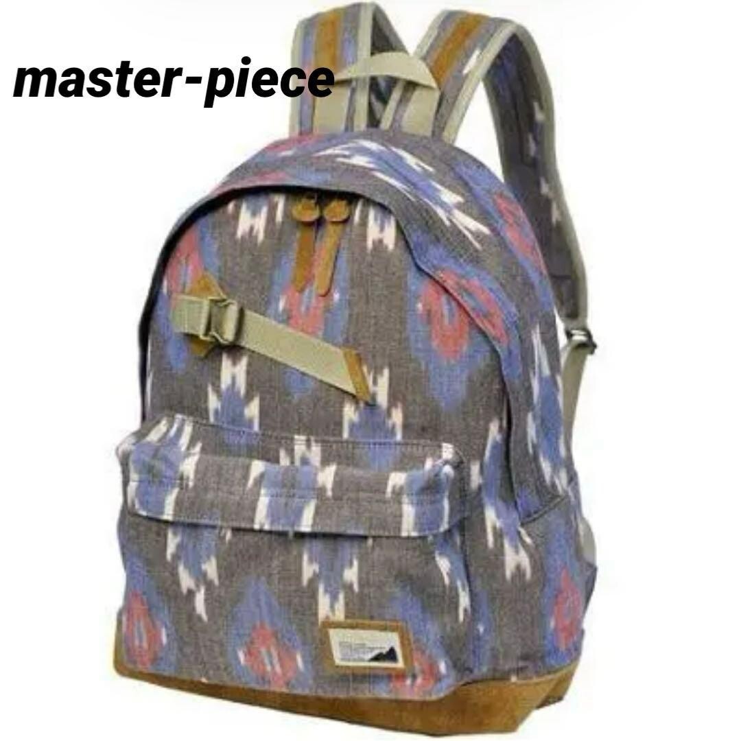 master-piece Abstract Cotton Leather Trim Backpack Unisex Large Capacity 42cm