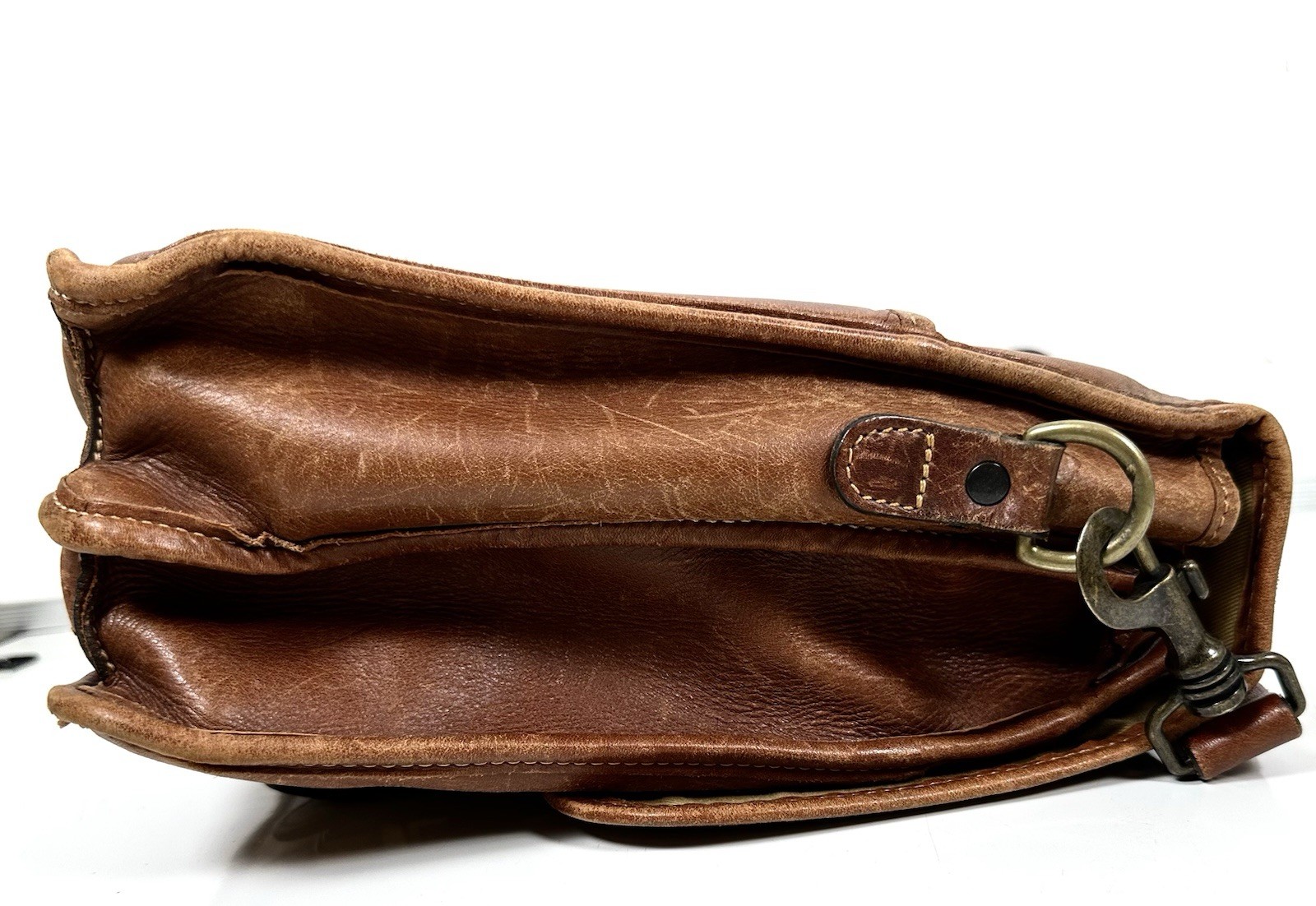 Vintage Tusting Leather Messenger Briefcase Bag Made In England Caramel VGC