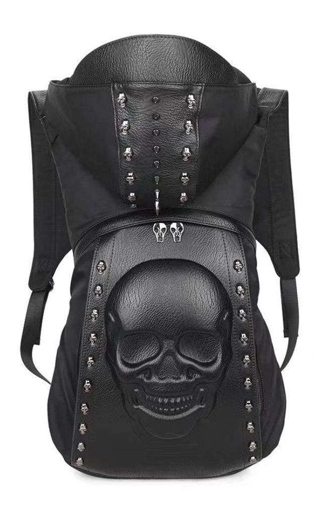 Gothic Skull Backpack Black Studded Punk Rock Travel School Laptop Bag