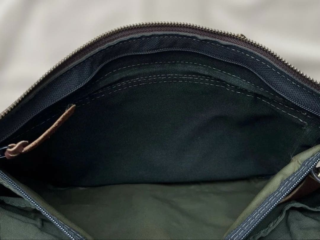 ORVIS Briefcase Business Bag Handbag Canvas Leather in Green USED Good Condition