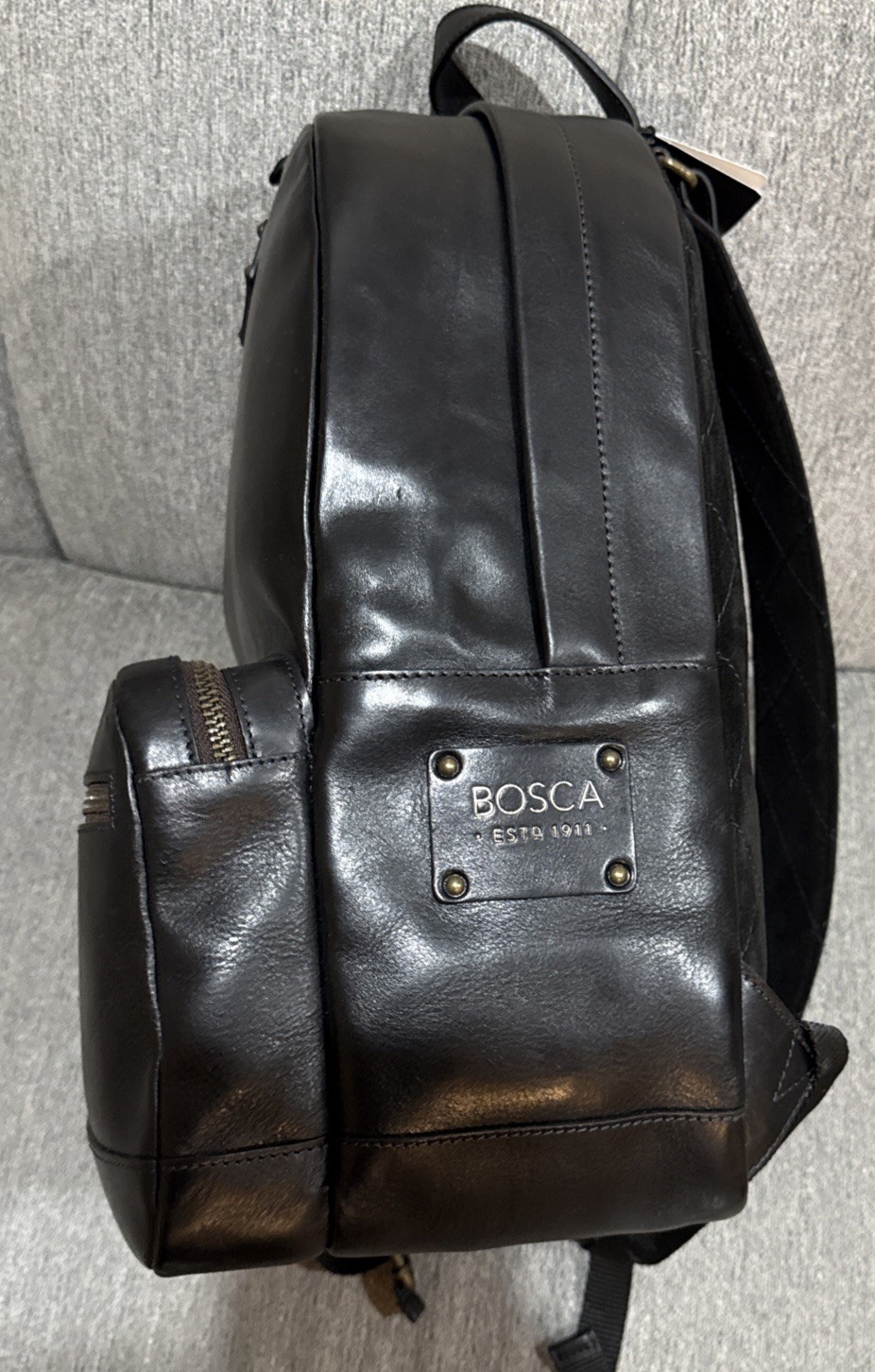 Bosca Dolce Crosby Backpack Black Italian Leather Laptop Bag Travel Work