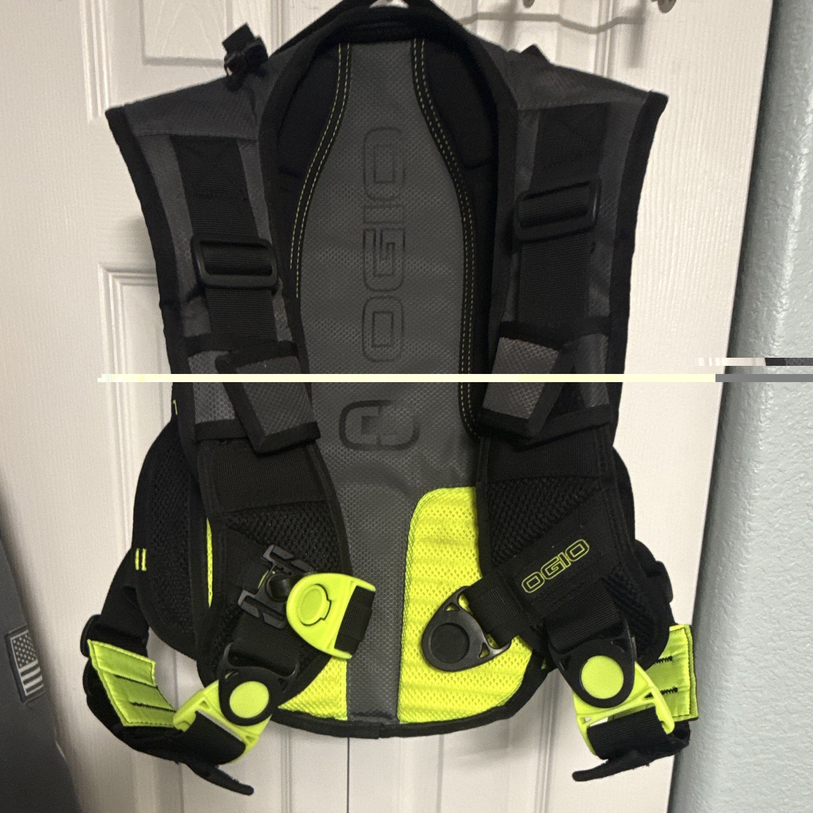 OGIO Black/Neon Green Medium Backpack Zip Closure Adjustable Straps Pockets