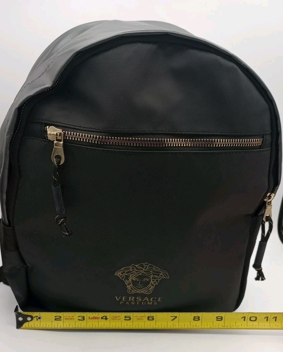 VERSACE Parfums Rider Backpack Shoulder Bag Black Fragerance Excellent Condition