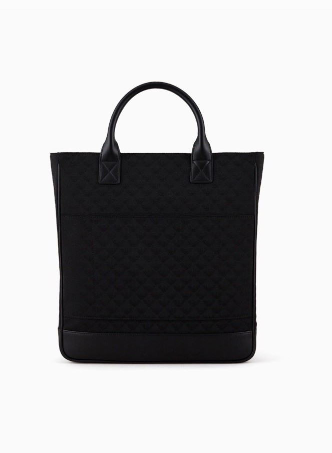 Emporio Armani Eagle Logo Tote Bag in Nylon Jacquard