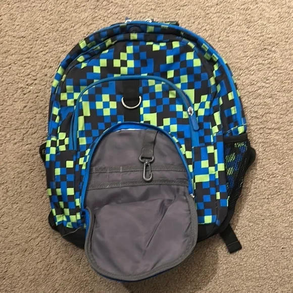 Stylish Blue and Green Checkered Backpack
