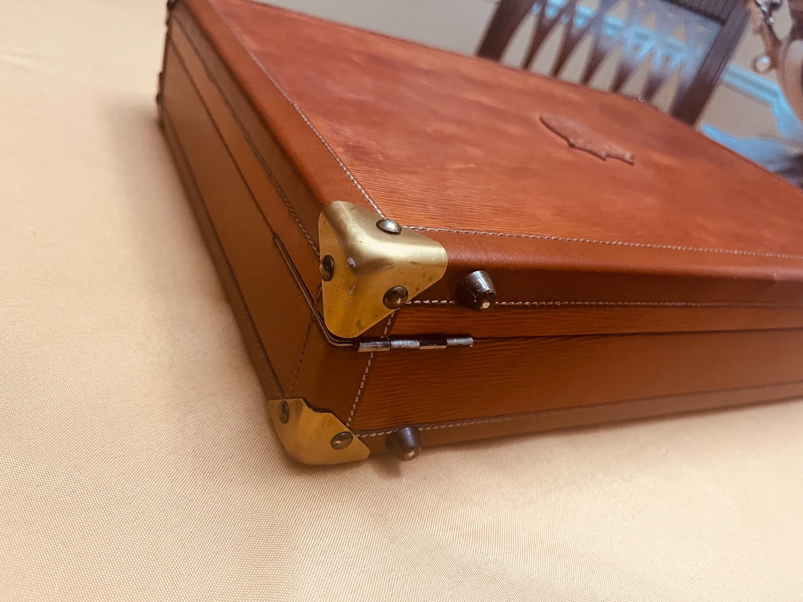 LLADRO “CALIFORNIO” Vintage Tan Leather Briefcase / Attaché / Trunk – SPAIN
