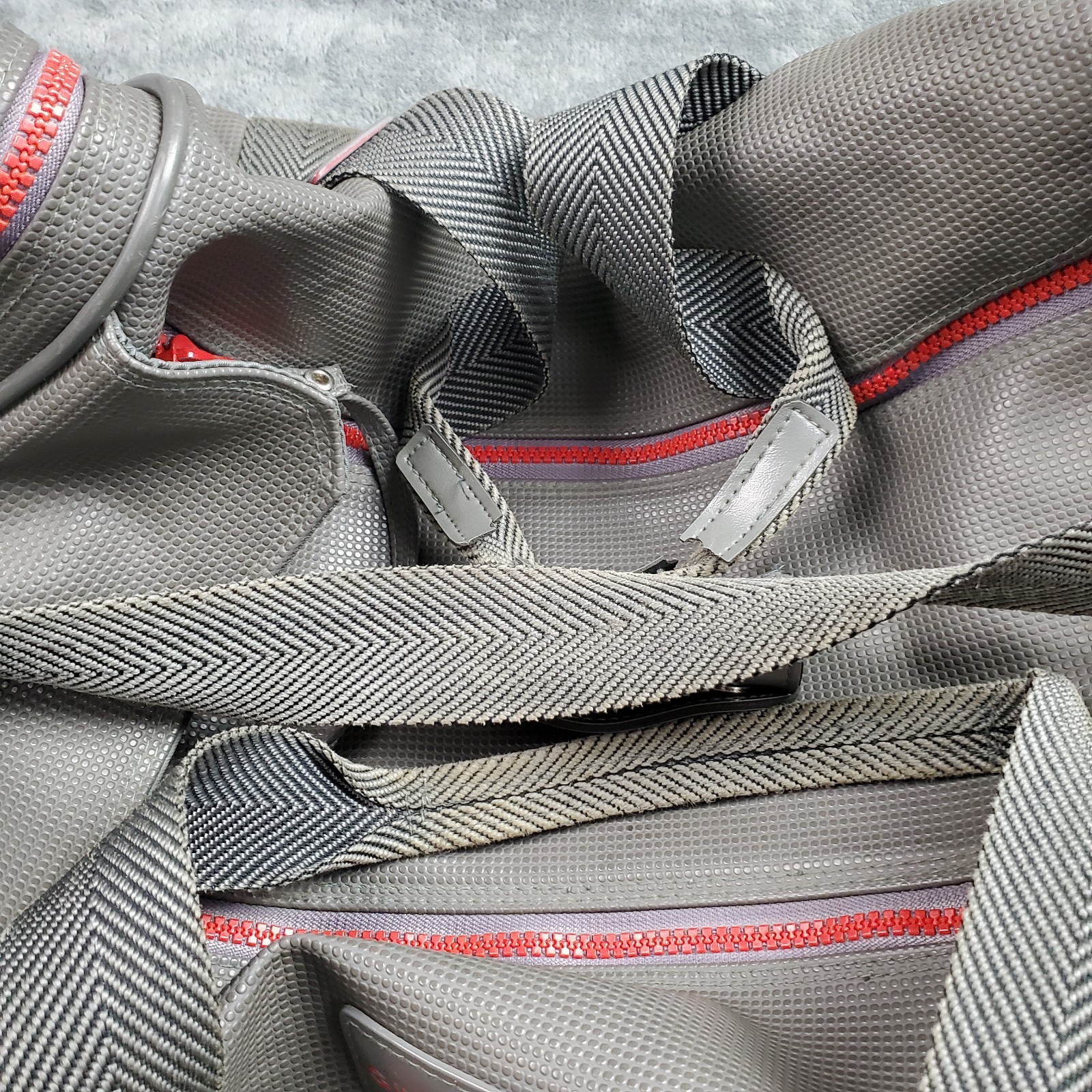 Givenchy Duffle Bag Gray Red Travel Satchel Carry On Overnight