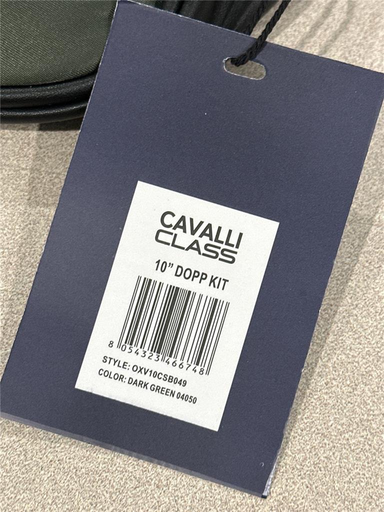 Roberto Cavalli Men’s Dopp Kit Khaki Travel Casual 10″ x 5″ x 4″ NEW