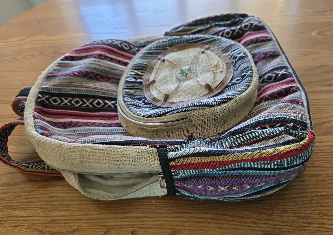 Himalaya Hemp Backpack Boho Festival Bag Made in Nepal Needs Repair
