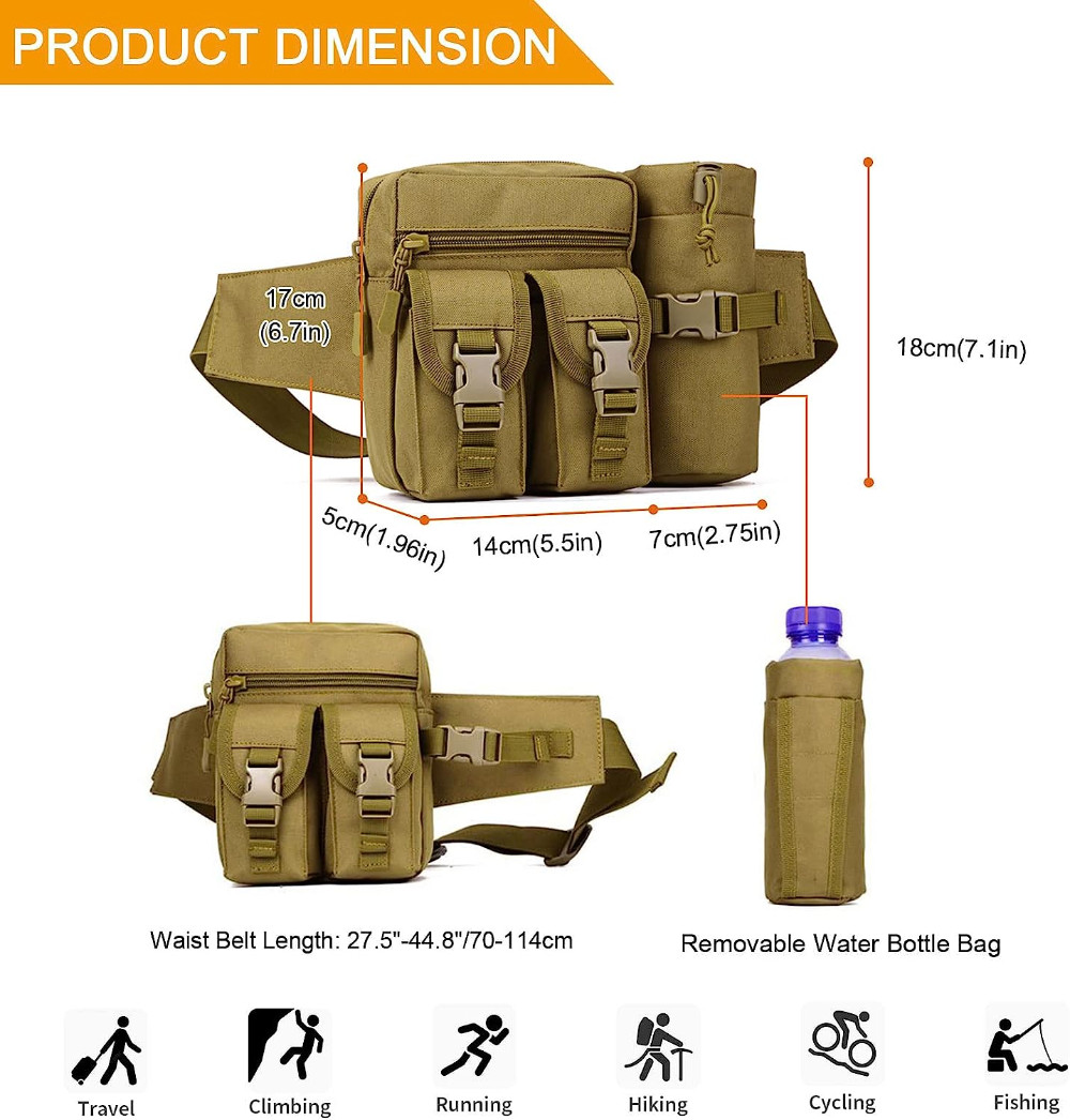 Tactical Waist Pack Portable Fanny Pack Outdoor Hiking Travel Military Waist Bag