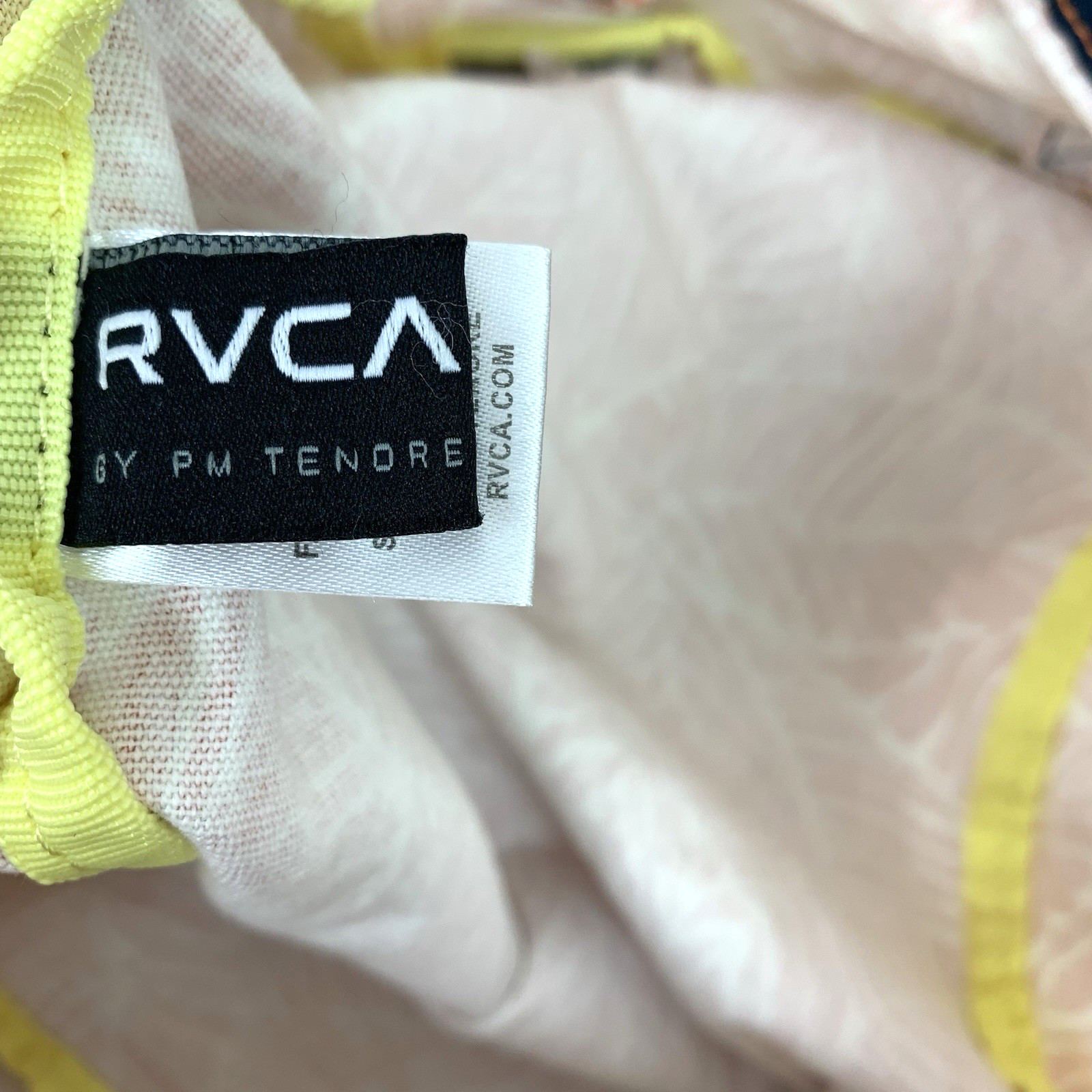RVCA Backpack Orange Leaf Print Unisex 100% Cotton Lightweight Zip Closure
