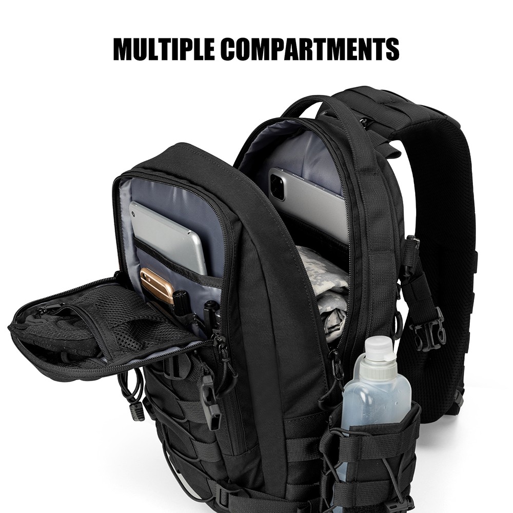 2-in-1 Tactical Sling Backpack & Shoulder Bag for Men, Molle, Durable Nylon, Out