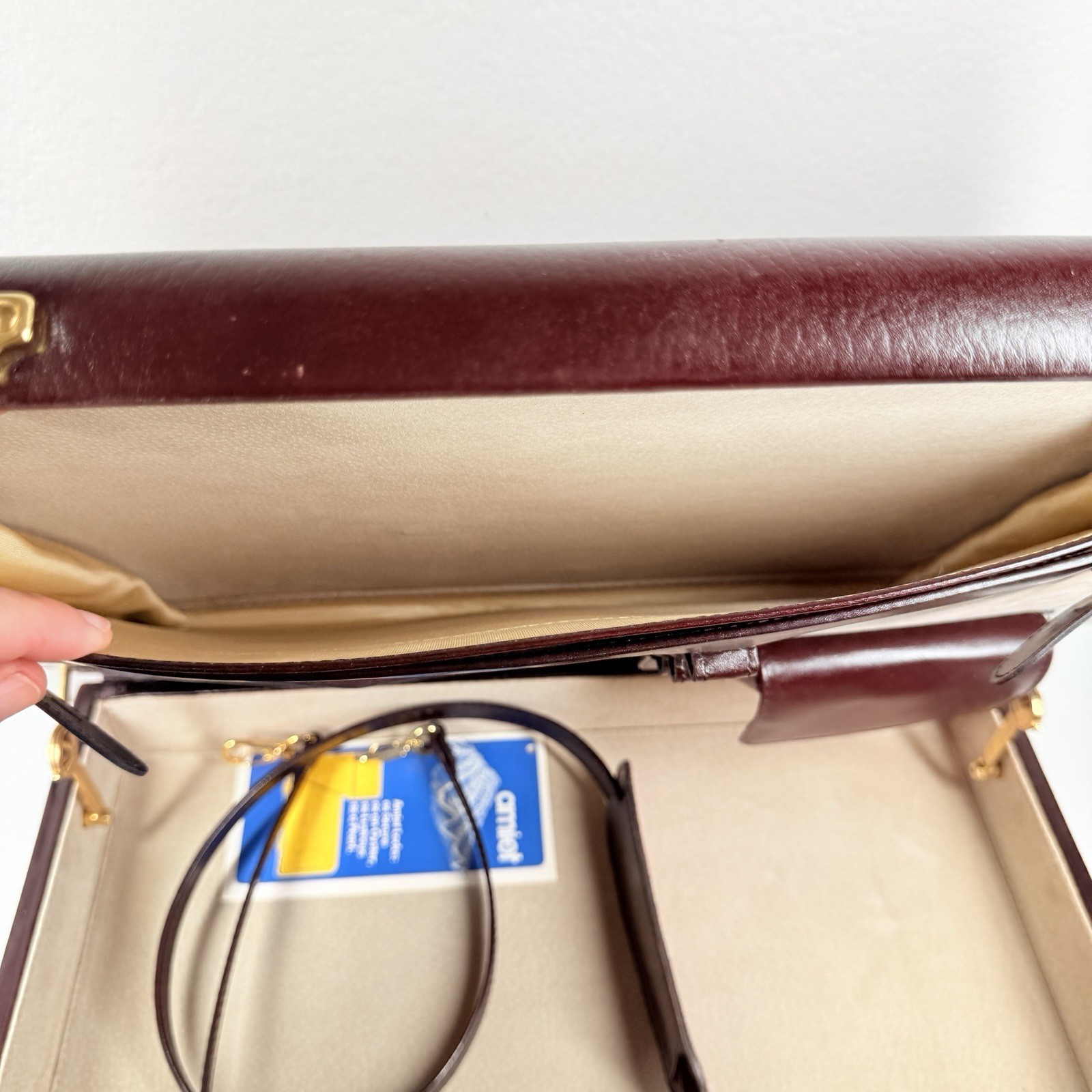 Amiet Burgundy/Maroon Leather Briefcase Combination Locks 17×13” With Tags