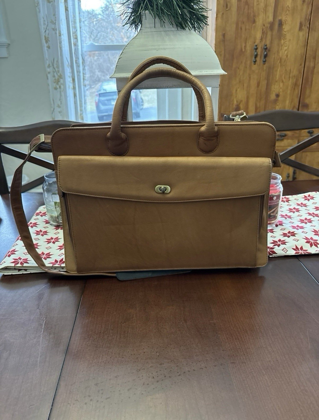 Boulder Ridge Glove Tanned Cowhide Brown Leather Briefcase Messenger Bag