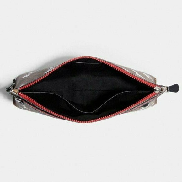 🐼💦 Coach 5734 🐼💦 Peanuts Snoopy Carryall Canvas Pouch Wristlet Bag 🐼 W8o2
