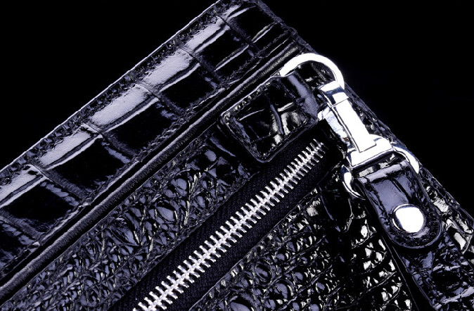 Cowhide Leather Business Envelope Bag Crocodile Pattern Clutch Bag Large Wallet