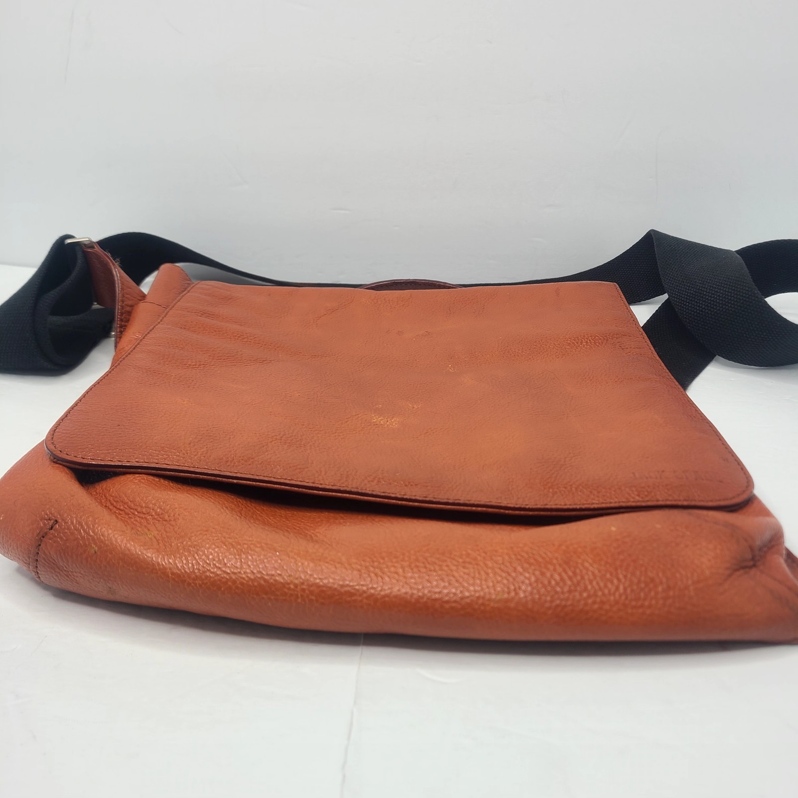 Jack Spade Brown Pebbled Leather Messenger Bag Crossbody Laptop Flap Briefcase