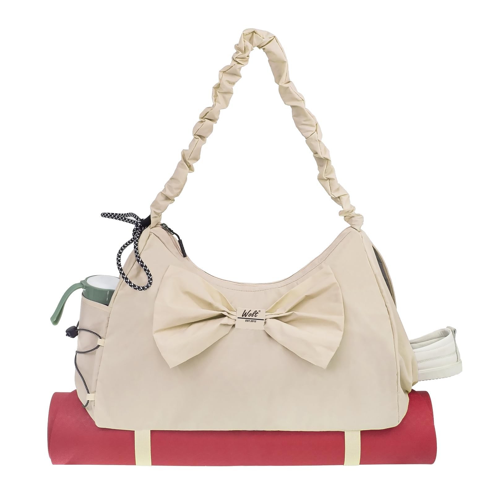 Gym Bag For , Beige Yoga Mat Bag with Shoes Compartment, Wet Pocket and Water…