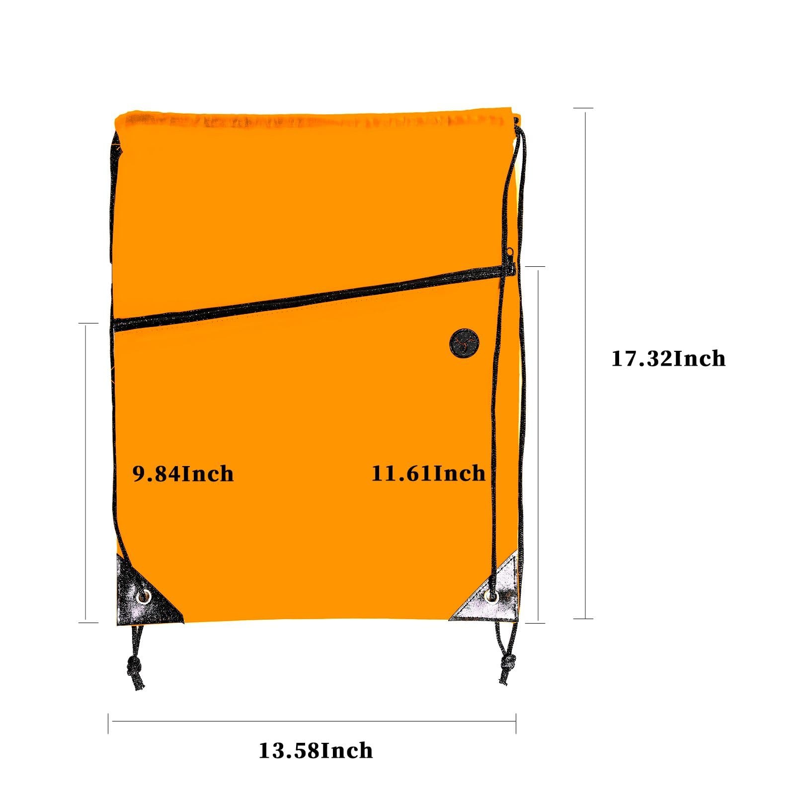 Orange 20 PCS Drawstring Bag Sports Gym String Backpack Zip Pocket Bulk