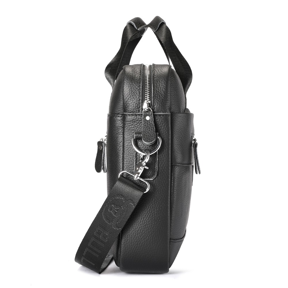 LEBULLBRO Men’s Leather Messenger Briefcase with Detachable Shoulder Strap